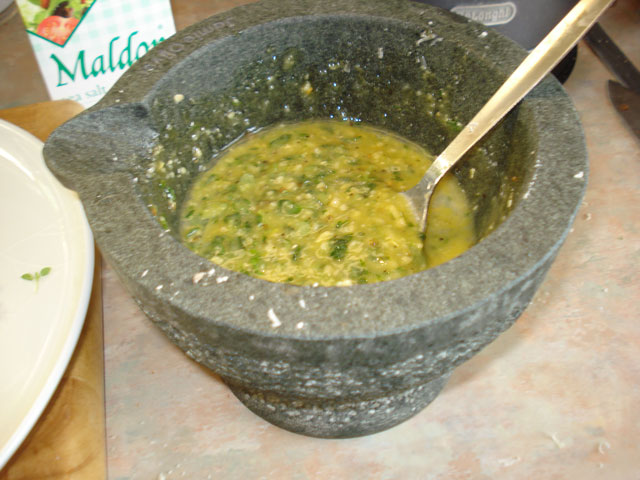 pesto in my beloved pestle and mortar