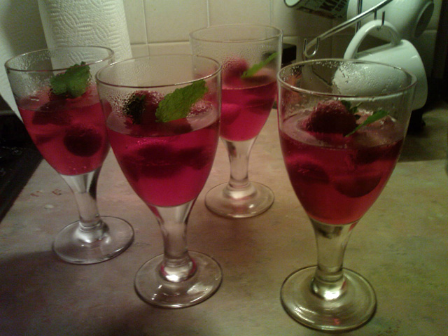 champagne and strawberry jelly