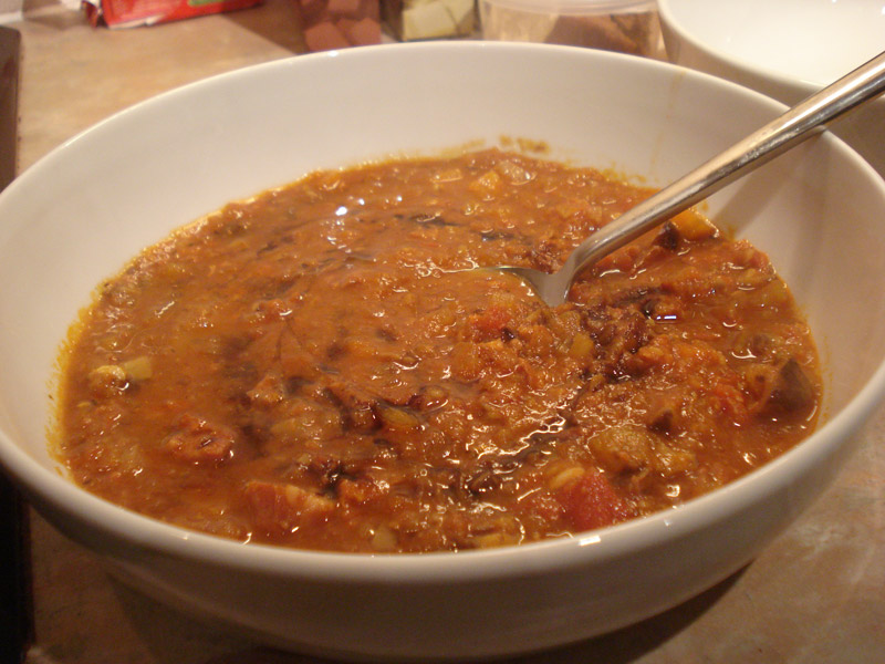 chorizo and chestnut soup