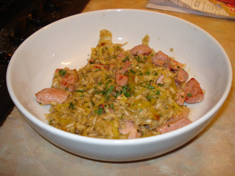 gammon and leek risotto