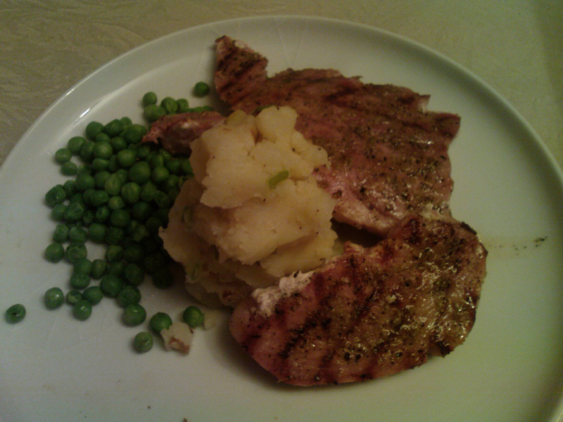 fennel gammon with champ and peas