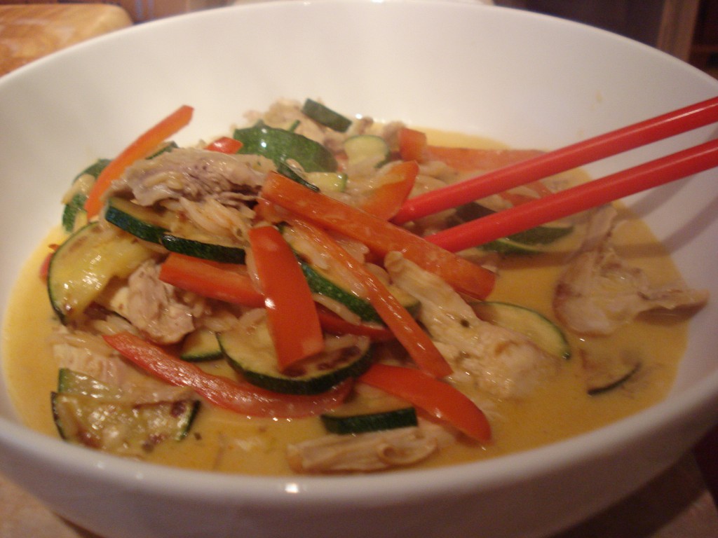 thai chicken curry with kung po rice