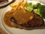 rump steak with onion gravy