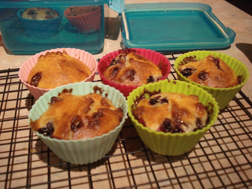 white chocolate and blueberry muffins