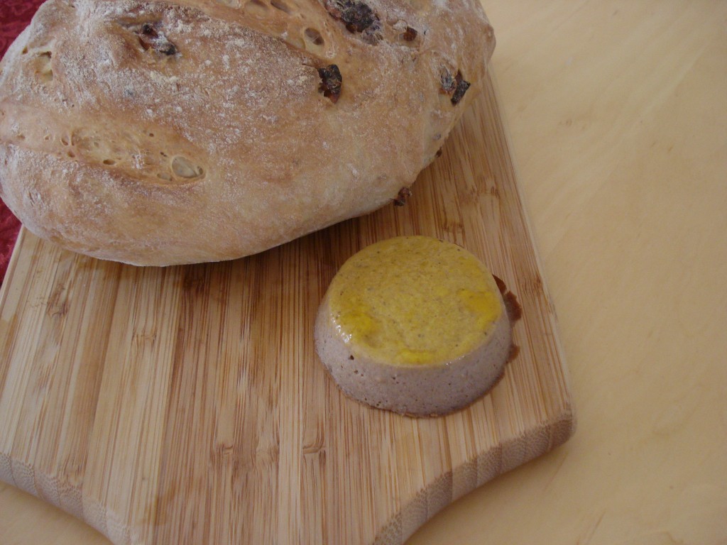 mushroom parfait with orange jelly and walnut bread