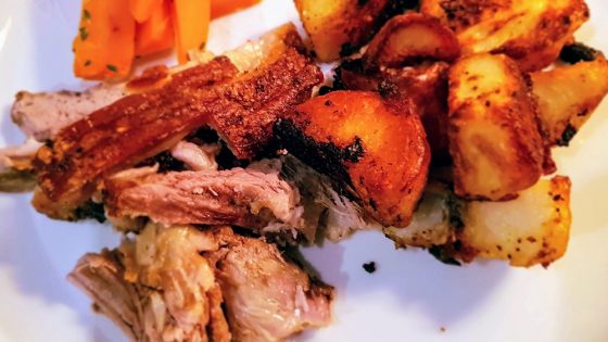 roast pork with lemon and fennel and roast potatoes