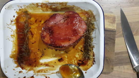 Basting gammon with marmalade
